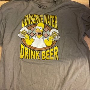 Universal Studios The Simpsons Homer Conserve Water Drink Beer Mens Shirt Large